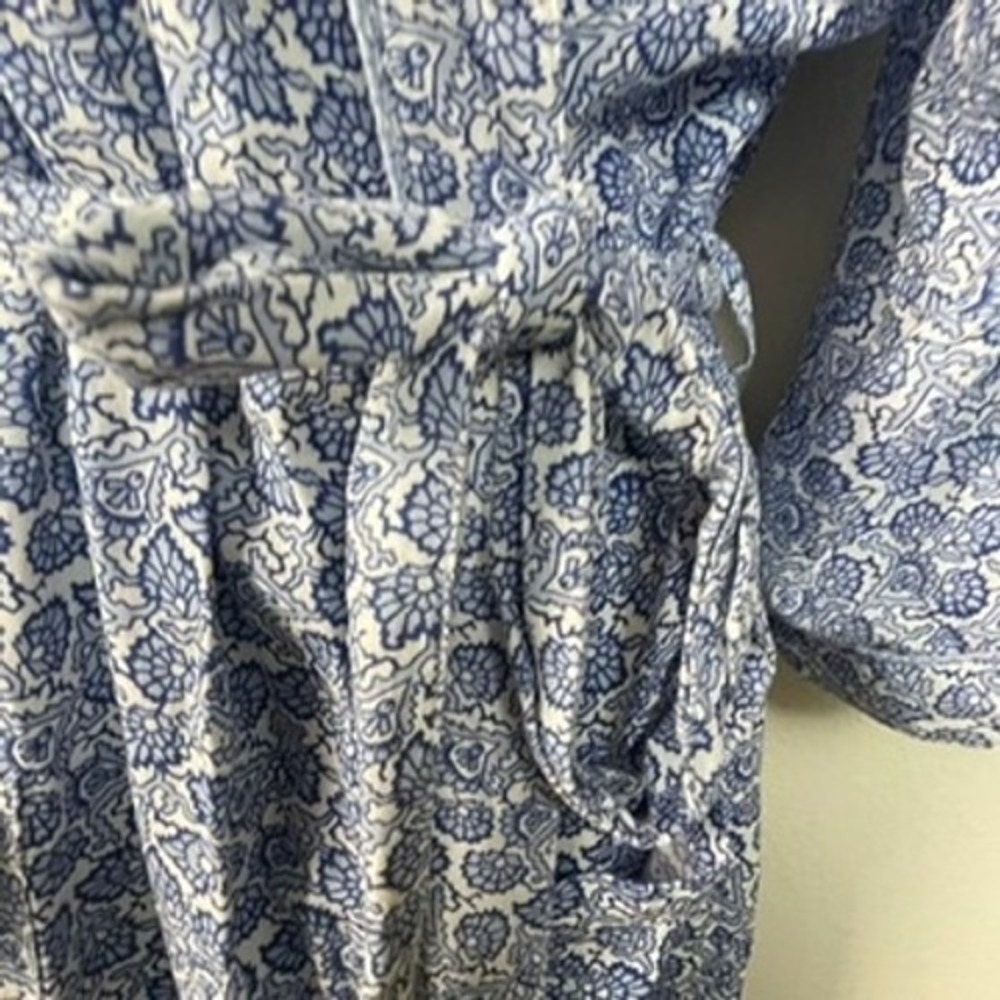 FatFace Womens Nightwear Robe Blue White Floral Print Viscose Belted Full Length - Picture 3 of 12